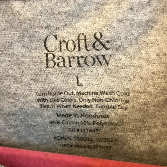 Croft & Barrow Gray and Blue Long Sleeve Tee Size L - Picture 2 of 3
